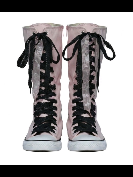 Converse Shoes - Converse Pink High-Top Lace-Up Boots Black Ribbon Laces Unisex 9.5men/11.5women